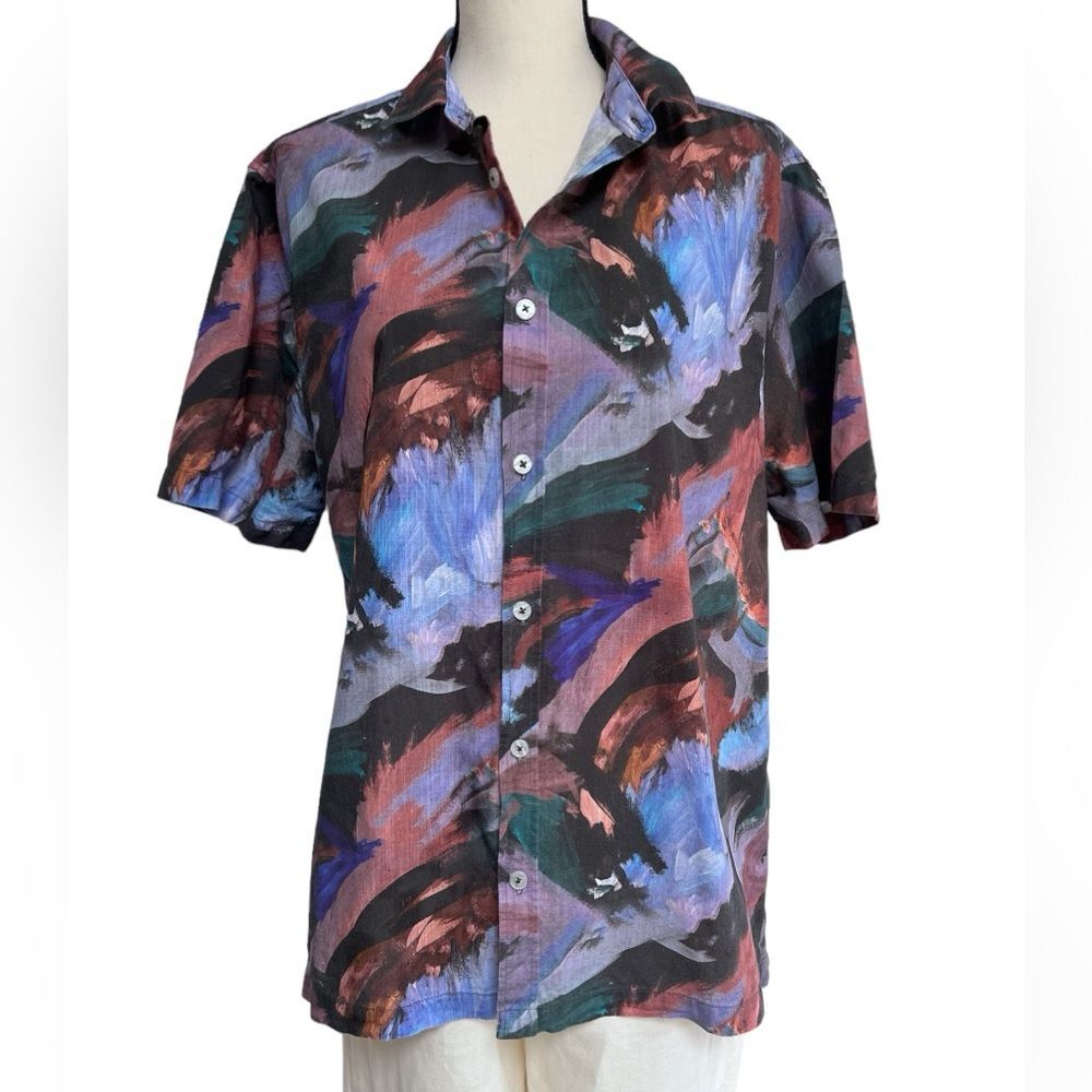 River Island Multi Abstract Men’s Artsy Button Up Size L